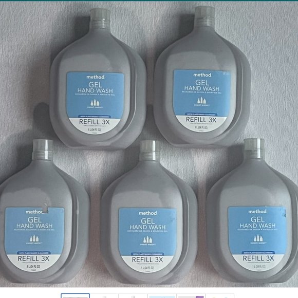 5 Method Gel Hand Wash Soap ~ Sweet Water ~ Plant Based Refill 34 oz each - Picture 1 of 2